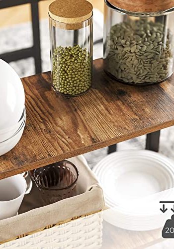 VASAGLE barbord, m. 3 hylder - rustik brun spnplade og sort stl (109x60)