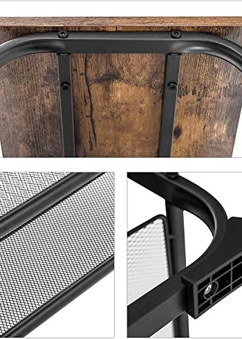 VASAGLE entrébnk, m. 2 mesh-hylder til sko - rustik brun spnplade og sort stl (66x30)