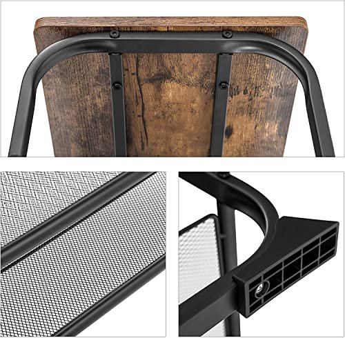 VASAGLE entrébnk, m. 2 mesh-hylder til sko - rustik brun spnplade og sort stl (66x30)