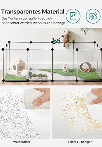 SONGMICS kravlegrd til kledyr, hamstere, kaniner, pindsvin - klar plastik
