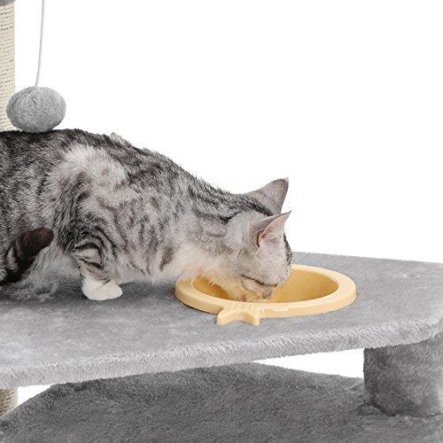 FEANDREA kradsetr, 7 niveauer, 1 platform, 1 hule, 1 pompon, 1 kurv, 1 hngekje - lysegr plys