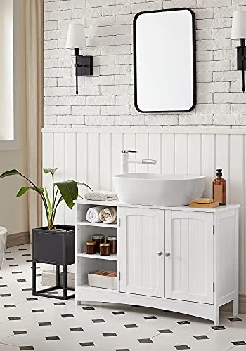 VASAGLE badevrelsesunderskab uden hndvask, m. 2 lger og 3 justerbare hylder - hvid MDF