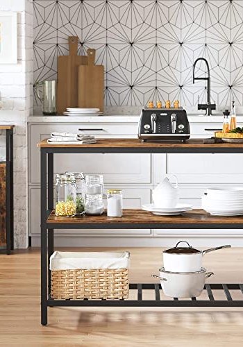 VASAGLE bagereol, kkken, m. 2 hylder - brun spnplade og sort stl (120x60)