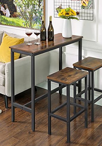 VASAGLE smalt barbord, rektangulr - rustik brun spnplade og sort stl (100x40)