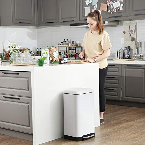 SONGMICS affaldsspand, 30L, m. indvendig spand og lg med bld lukning, lufttt - hvid stl