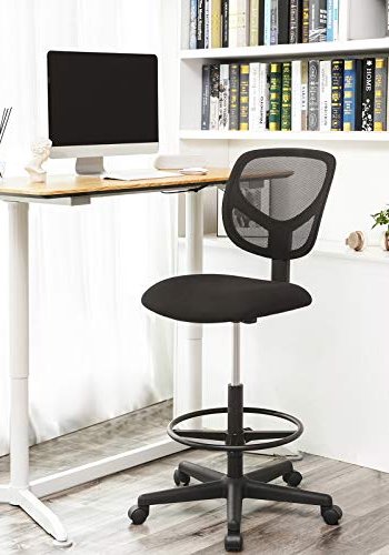 SONGMICS kontorstol, m. 360 graders drejning, justerbar fodsttte, hjdejusterbar, hjul - mesh stof