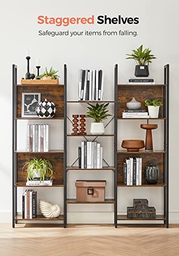 VASAGLE bogreol, m. 14 hylder - rustik brun spnplade og sort stl