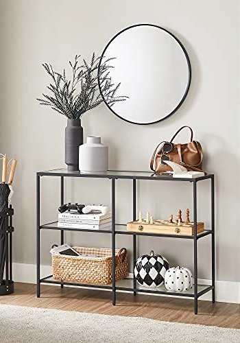 VASAGLE konsolbord, m. 2 hylder - hrdet glas og sort stl (100x30)