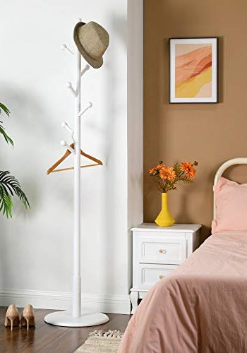 VASAGLE stumtjener, m. 7 afrundede kroge - hvid gummitr og MDF