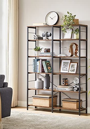 VASAGLE bogreol, m. 5 hylder - rustik brun spnplade og sort stl