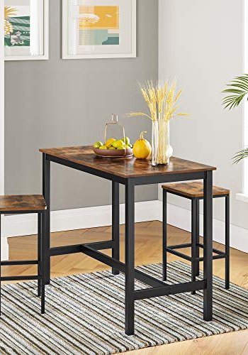 VASAGLE barstol, m. fodsttte - rustik brun spnplade og metal (st med 2)