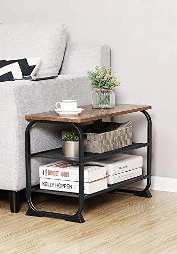 VASAGLE entrébnk, m. 2 mesh-hylder til sko - rustik brun spnplade og sort stl (66x30)