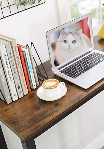 VASAGLE smalt barbord, rektangulr - rustik brun spnplade og sort stl (120x40)                