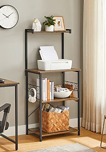 VASAGLE kkkenreol, m. 6 S-kroge og 4 hylder - rustik brun spnplade og sort stl