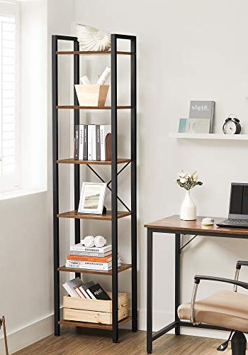 VASAGLE bogreol, m. 6 hylder - brun spnplade og sort stl