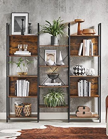 VASAGLE bogreol, m. 14 hylder - rustik brun spnplade og sort stl