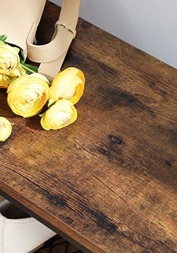 VASAGLE entréopstilling, m. 5 dobbelt kroge, 4 hylder - brun spnplade og sort stl