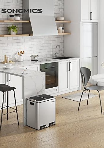 SONGMICS affaldsspand, trinspand, m. indvendig spand og hndtag - slv rustfrit stl