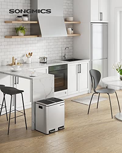 SONGMICS affaldsspand, trinspand, m. indvendig spand og hndtag - slv rustfrit stl
