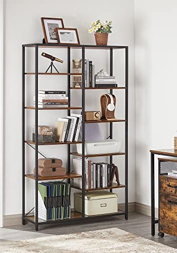 VASAGLE bogreol, m. 9 hylder - rustik brun spnplade og sort stl