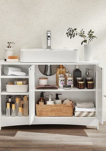 VASAGLE badevrelsesunderskab uden hndvask, m. 2 lger og 3 justerbare hylder - hvid MDF