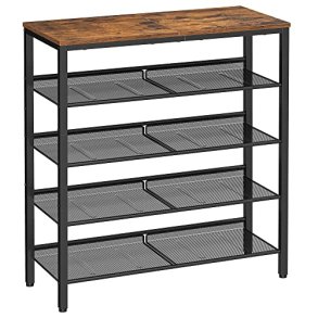VASAGLE skohylde, m. 4 mesh-hylder - rustik brun spnplade og sort stl