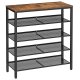 VASAGLE skohylde, m. 4 mesh-hylder - rustik brun spnplade og sort stl