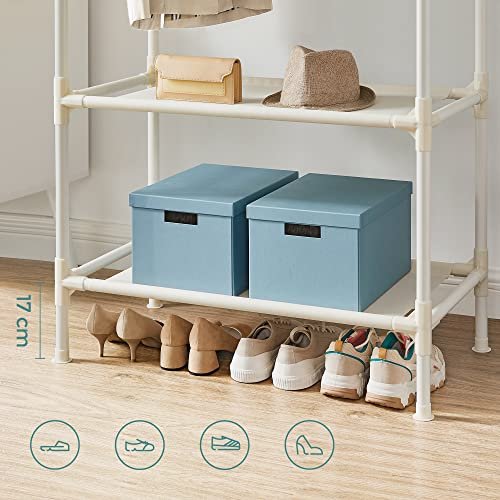 SONGMICS tjstativ, m. 2 bjlestnger og 2 hylder - hvid stof og jern