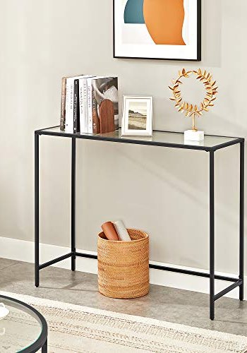 VASAGLE konsolbord, m. 1 hylde - hrdet glas og sort stl (100x35)
