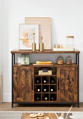 VASAGLE sknk, m. 1 bent rum, 2 lger, 9 rum til vin - rustik brun spnplade og sort stl