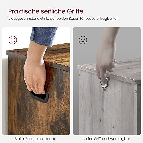 VASAGLE bnk, m. opbevaringsplads og 2 sikkerhedshngsler - rustik brun spnplade (100x40) 