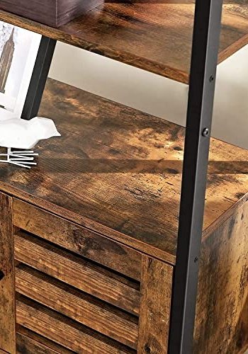 VASAGLE skab, m. 2 lamellger og 3 hylder - rustik brun spnplade og sort stl