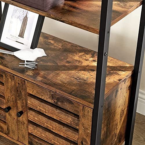 VASAGLE skab, m. 2 lamellger og 3 hylder - rustik brun spnplade og sort stl