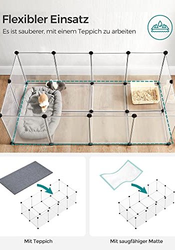 SONGMICS kravlegrd til kledyr, hamstere, kaniner, pindsvin - klar plastik