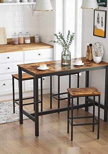 VASAGLE barstol, m. fodsttte - rustik brun spnplade og metal (st med 2)