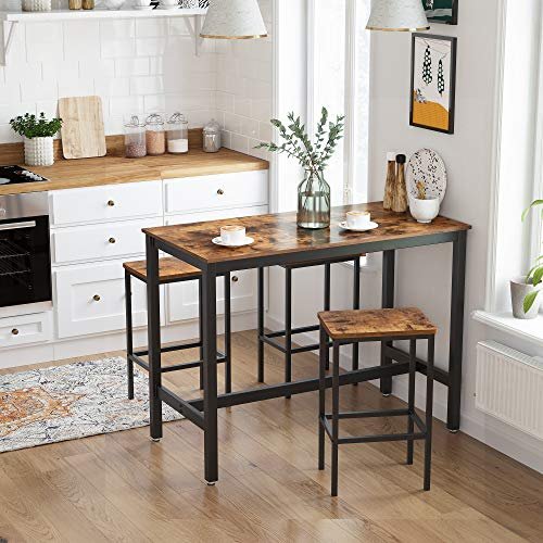 VASAGLE barstol, m. fodsttte - rustik brun spnplade og metal (st med 2)