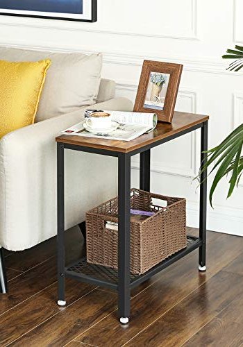 VASAGLE sidebord, m. 1 nethylde, rektangulr - rustik brun spnplade og sort stl (60x30)