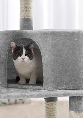 FEANDREA kradsetr, 4 niveauer, 1 platform, 1 hule, 1 pompon, 1 kurv - lysegr plys