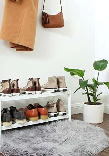 SONGMICS skohylde, m. 2 hylder - hvid bambus