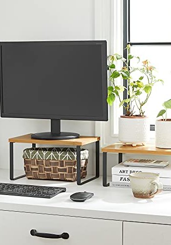 SONGMICS krydderihylde, stabelbar - natur bambus og sort metal (st med 2)