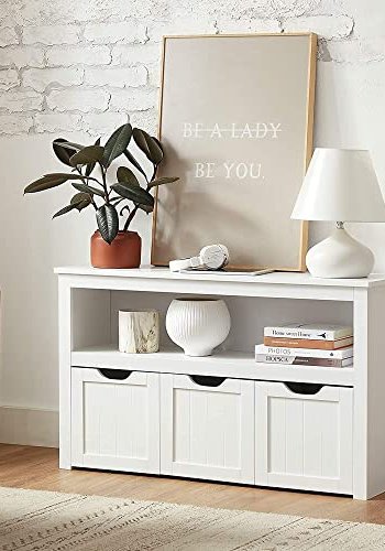 VASAGLE brnereol, m. 1 rum og 3 kasser m. hjul - hvid MDF