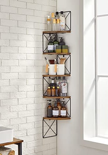 VASAGLE hjrnevghylde, m. 5 hylder - rustik brun spnplade og sort stl