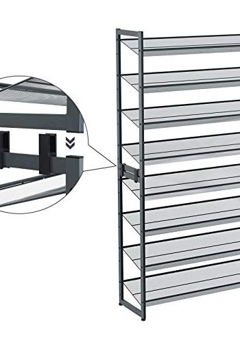 SONGMICS 8-lags skostativ, st med 2 stabelbare 4-lags skoholdere, skohylde i stlnet, justerbare flade eller vinklede hylder, Cool Grey LMR08GB