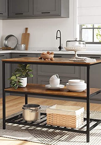 VASAGLE bagereol, kkken, m. 2 hylder - brun spnplade og sort stl (120x60)