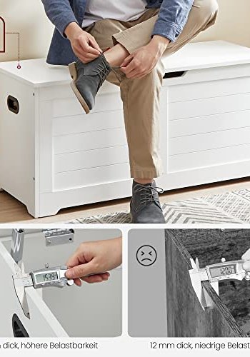 VASAGLE  bnk, m. opbevaring - mat hvid spnplade (100x40)