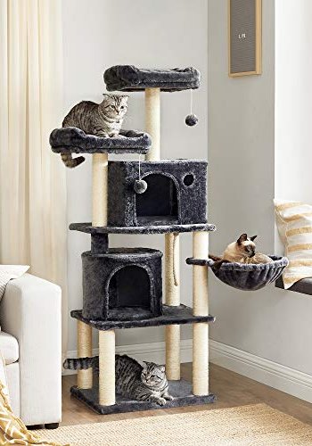 FEANDREA kradsetr, 5 niveauer, 2 platforme, 2 huler, 2 pomponer, 1 kurv - rggr plys