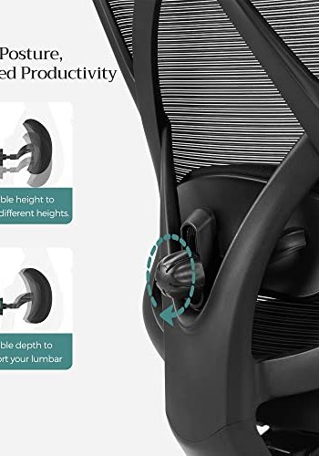 SONGMICS kontorstol, m. armln og justerbar lndesttte og nakkesttte - sort polyester/plastik/stl