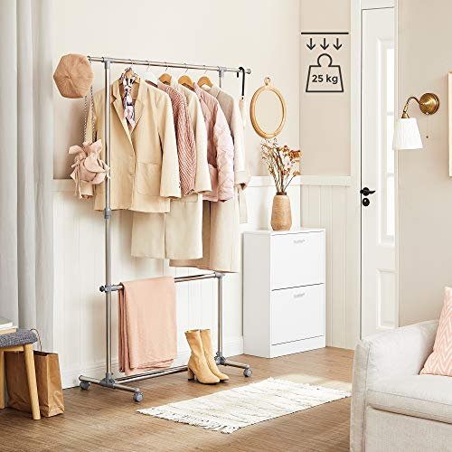 SONGMICS tjstativ, hjdejusterbar, m. 2 bjlestnger og hjul - gr rustfrit stl