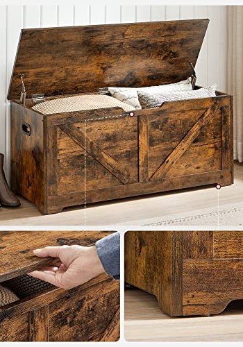 VASAGLE bnk, m. opbevaringsplads og 2 sikkerhedshngsler - rustik brun spnplade (100x40) 