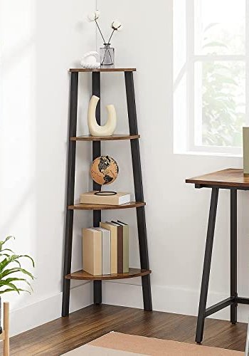 VASAGLE hjrnereol, m. 4 hylder - rustik brun spnplade og sort stl